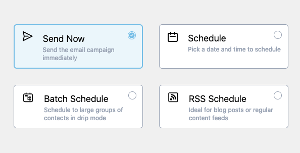 Send emails immediately or schedule